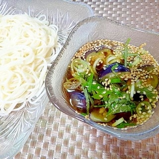 茄子と薬味のつけだれ素麺